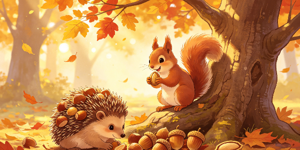 林间小能手：松鼠和刺猬的摘果大作战-森林老爹坚果代工厂