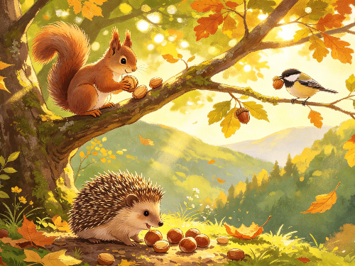 山林寻宝记！小动物们的坚果大丰收-森林老爹坚果代工厂